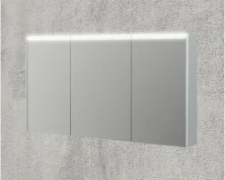 Spiegelschrank Baden Haus 120 x 15 x 67 cm weiß hochglanz 3-türig LED IP 44