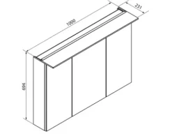 Spiegelschrank FACKELMANN B.perfekt 100 x 15 x 69 cm weiß 3-türig LED