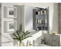 Spiegelschrank FACKELMANN Denver 80 x 16 x 68,5 cm weiß 2-türig LED IP 20