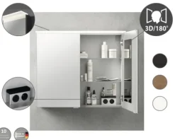 Spiegelschrank FACKELMANN B.perfekt 60 x 15 x 69 cm ast-eiche 2-türig LED