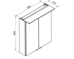 Spiegelschrank FACKELMANN B.perfekt 60 x 15 x 69 cm ast-eiche 2-türig LED