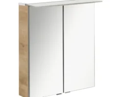 Spiegelschrank FACKELMANN B.perfekt 60 x 15 x 69 cm ast-eiche 2-türig LED