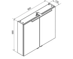 Spiegelschrank FACKELMANN B.Brillant 80 x 15,1 x 68 cm ast-eiche 2-türig LED IP 20
