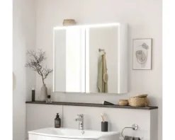 Spiegelschrank FACKELMANN Verona 80 x 16 x 68,3 cm weiß 2-türig LED IP 20