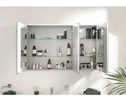 Spiegelschrank FACKELMANN Verona 110 x 16 x 68,3 cm weiß 3-türig LED IP 20
