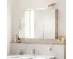 Spiegelschrank FACKELMANN B.Brillant 100 x 15,1 x 68 cm ast-eiche 3-türig LED IP 20