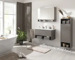 Spiegelschrank FACKELMANN B.Paris 90 x 15,6 x 71,8 cm cubanit grey 2-türig LED IP 20