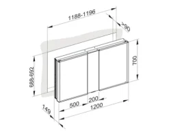 Spiegelschrank KEUCO Royal Match 120 x 15 x 70 cm silber 2-türig LED IP 20 Unterputz
