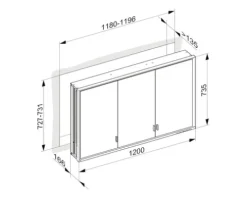 Spiegelschrank KEUCO Royal Lumos 120 x 16,5 x 73,5 cm silber 3-türig LED IP 24 Unterputz 723