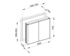 Spiegelschrank KEUCO Royal Match 80 x 15 x 70 cm silber 2-türig LED IP 20 Unterputz