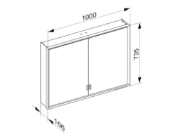 Spiegelschrank KEUCO Royal Lumos 100 x 16,5 x 73,5 cm verspiegelt 2-türig LED IP 24 723