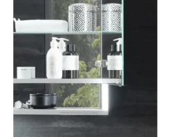 Spiegelschrank KEUCO Royal Lumos 140 x 16,5 x 73,5 cm silber 3-türig LED IP 24 Unterputz 713