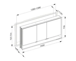 Spiegelschrank KEUCO Royal Lumos 140 x 16,5 x 73,5 cm silber 3-türig LED IP 24 Unterputz 713