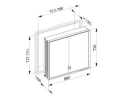 Spiegelschrank KEUCO Royal Lumos 80 x 16,5 x 73,5 cm silber 2-türig LED IP 24 Unterputz 723
