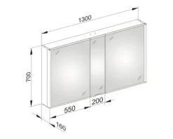 Spiegelschrank KEUCO Royal Match 130 x 16 x 70 cm alufarben 2-türig LED IP 20