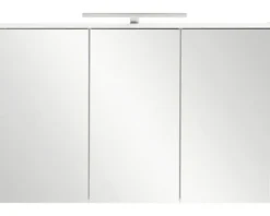 Spiegelschrank Möbelpartner Flag 93,5 x 16 x 60 cm weiß 3-türig LED