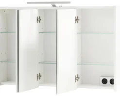 Spiegelschrank Möbelpartner Flag 93,5 x 16 x 60 cm weiß 3-türig LED