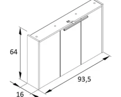 Spiegelschrank Möbelpartner Flag 93,5 x 16 x 60 cm weiß 3-türig LED