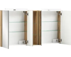 Spiegelschrank Möbelpartner Duo 140 x 16 x 75 cm eiche hell 4-türig LED