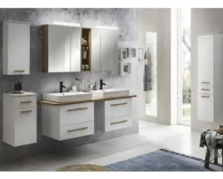 Spiegelschrank Möbelpartner Duo 140 x 16 x 75 cm eiche hell 4-türig LED