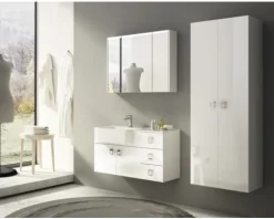 Spiegelschrank 3-türig 92x67cm soft weiß IP 44 (fremdkörper- und spritzwassergeschützt)