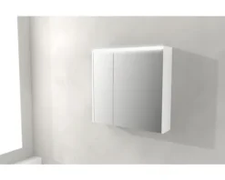 Spiegelschrank Baden Haus Nizza 70.0 x 15.0 x 67.0 cm weiß hochglanz 2-türig LED IP 44 (fremdkörper- und spritzwassergeschützt)