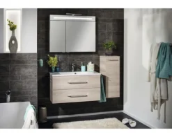 Spiegelschrank FACKELMANN B.clever 90 x 16 x 71 cm alaska esche 2-türig LED IP 20