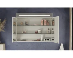Spiegelschrank FACKELMANN B.clever 90 x 16 x 71 cm alaska esche 2-türig LED IP 20