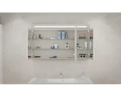 Spiegelschrank FACKELMANN B.clever 120 x 16 x 71 cm weiß 3-türig LED IP 20