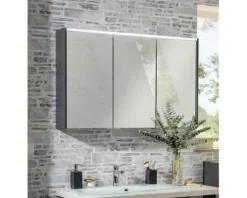 Spiegelschrank FACKELMANN Denver 110 x 16 x 68,5 cm anthrazit 3-türig LED IP 20