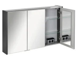 Spiegelschrank FACKELMANN Denver 110 x 16 x 68,5 cm anthrazit 3-türig LED IP 20