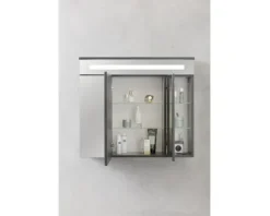 Spiegelschrank FACKELMANN Kara 80 x 22,5 x 70 cm anthrazit 3-türig LED IP 20