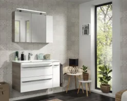 Spiegelschrank FACKELMANN Luxor 2 türig Steinesche 80x72,5x16 cm LED