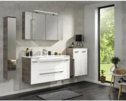 Spiegelschrank FACKELMANN Luxor 2 türig Steinesche 80x72,5x16 cm LED