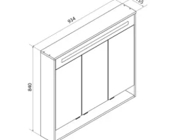 Spiegelschrank FACKELMANN Natura 93,5 x 15,5 x 84 cm ast-eiche 3-türig LED IP 20