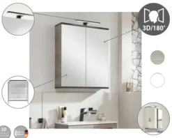 Spiegelschrank FACKELMANN TE-A 60 x 20 x 71,3 cm weiß matt 2-türig