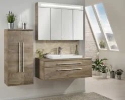 Spiegelschrank FACKELMANN 110 x 16,5 x 78,5 cm eiche 4-türig LED IP 20