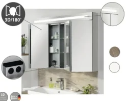 Spiegelschrank FACKELMANN 110 x 16,5 x 78,5 cm eiche 4-türig LED IP 20
