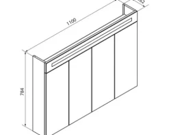 Spiegelschrank FACKELMANN 110 x 16,5 x 78,5 cm weiß hochglanz 4-türig LED IP 20