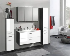 Spiegelschrank Held Möbel 100 x 20 x 66 cm dunkelgrau 3-türig 005
