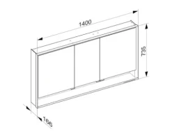 Spiegelschrank KEUCO Royal Lumos 140 x 16,5 x 73,5 cm verspiegelt 3-türig LED IP 24 713