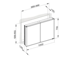 Spiegelschrank KEUCO Royal Match 100 x 15 x 70 cm silber 2-türig LED IP 20 Unterputz