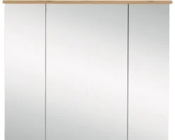 Spiegelschrank Möbelpartner Profil 80,5 x 23,7 x 72,3 cm eiche natur 3-türig LED