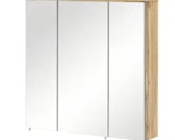 Spiegelschrank Möbelpartner Profil 80,5 x 23,7 x 72,3 cm eiche natur 3-türig LED