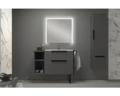 Spiegelschrank SPACE 75x70cm, LED verspiegelt schwarz
