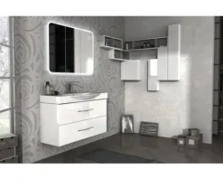 Spiegelschrank 3-türig 95x70cm soft weiß IP 44 (fremdkörper- und spritzwassergeschützt)