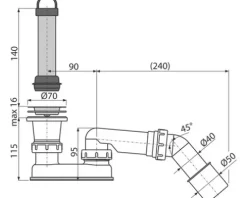 Standrohrventil für Brausetassen Ø 52 mm