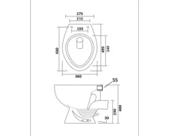 Stand-WC Tiefspüler ohne Spülrand anthrazit matt ohne WC-Sitz 1280732