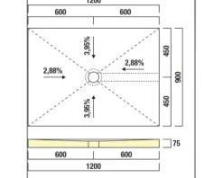 swisspor Befliesbares Duschelement swissporBOARD Doccia Integrato zentral 90 x 120 x 7.5 cm DN 40 0,5 l/s Ablauf zur kurzen Seite 303611