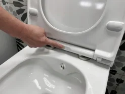Taharet Dusch Wc mit Soft Close Wc Sitz Dusch-WC Set Tiefspüler ohne Spülrand mit Hygienedusche weiß glänzend Hygiene Intim Dusch Wc, mit WC-Sitz 316